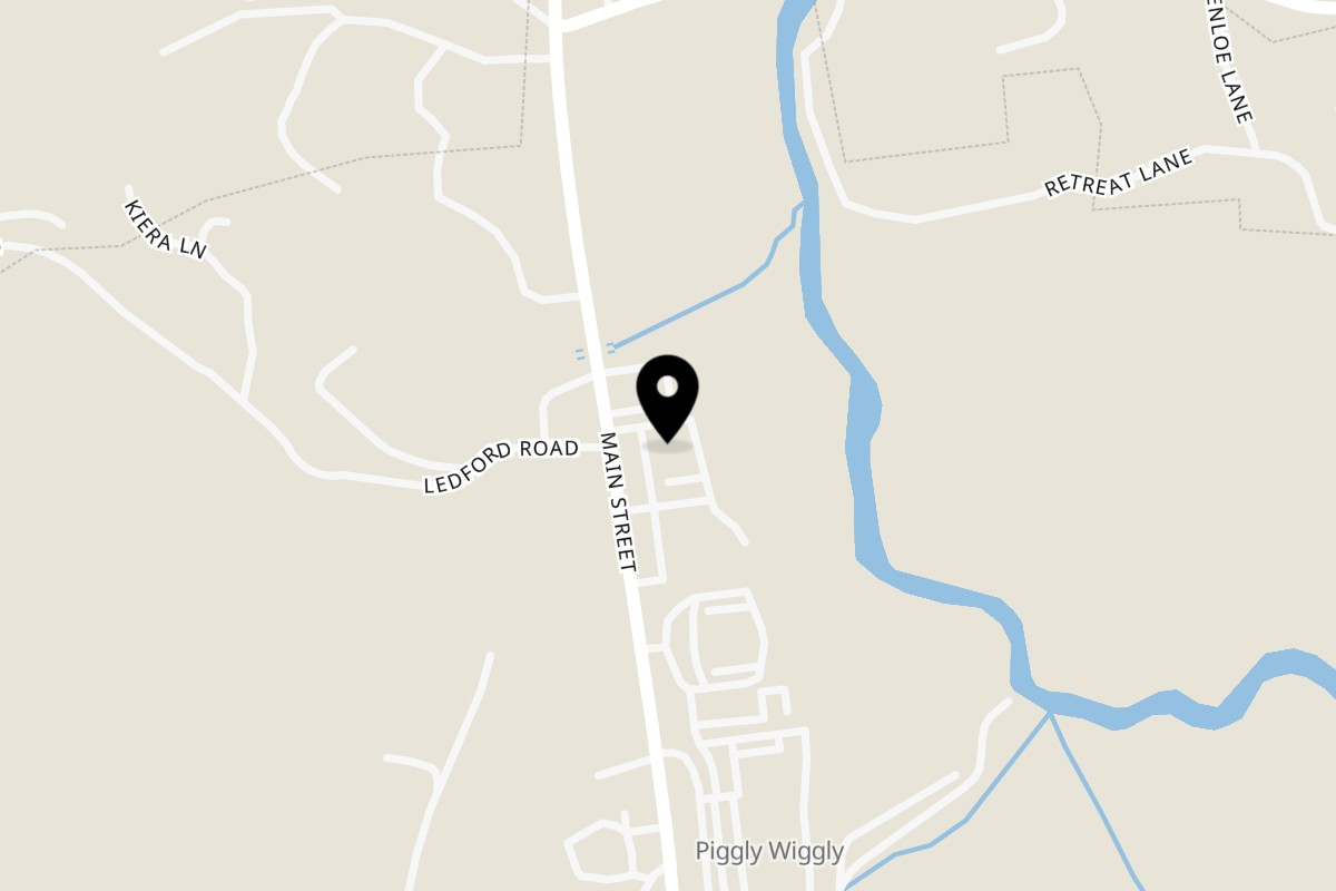 Map showing the location of Cupboard Cafe on 7388 Hwy 441 in Dillard